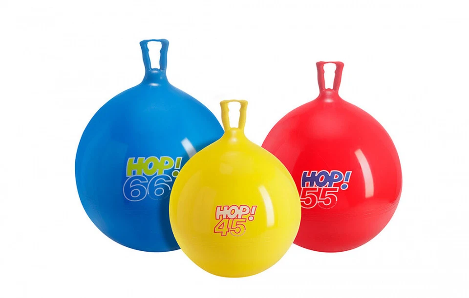 GYMNIC® Gymnic Hop Hüpfball, Blau, Gelb, Rot