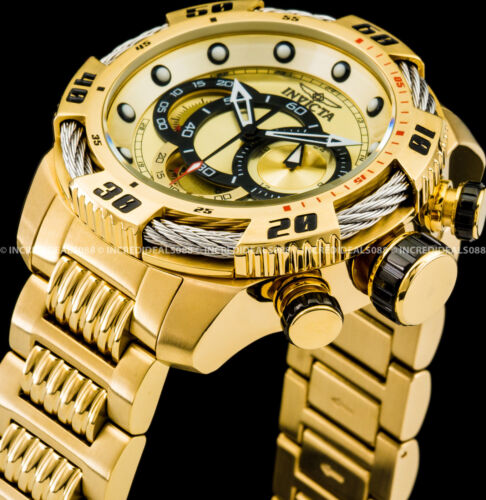 Invicta Men 50mm Speedway Viper Chronograph 18k Gold Dial & Bracelet Watch 25482 - Picture 1 of 8