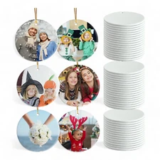 SublimeCeramica: DIY Sublimation Ornaments - 48pcs White Ceramic Blanks for Tree