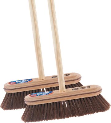 Superio Kitchen and Home Horsehair Broom With Wood Handle, 2 Pack