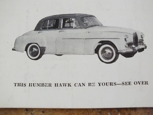 Vintage c1950s/60s Scottish Daily Express Contest Card Humber Hawk
