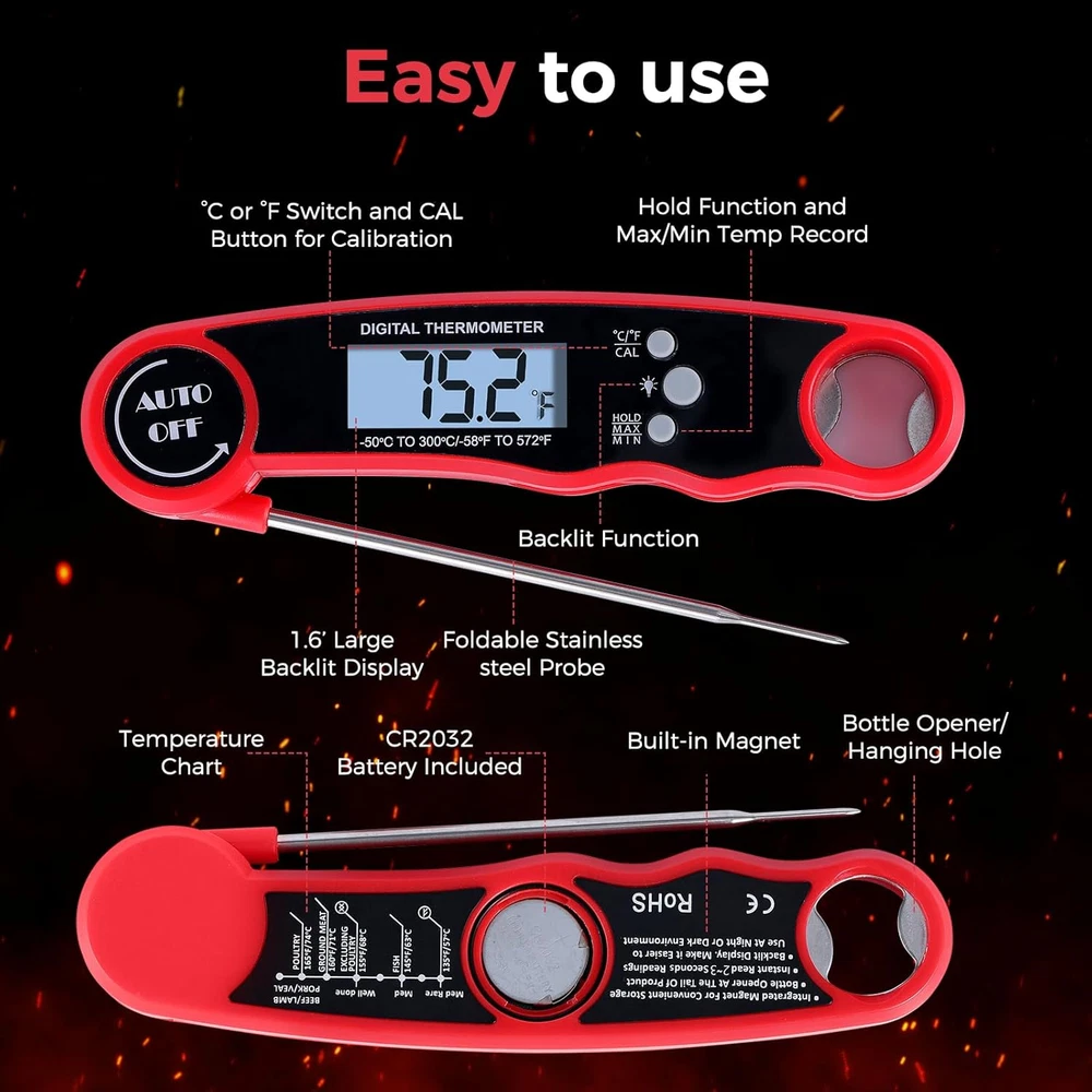 Meat Thermometer Digital – Fast Instant Read Food Thermometer for Cooking, Grill