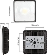 LED Canopy Light 40W, 9.4”X9.4” Square Ceiling Lights, UL Listed & DLC Qualified
