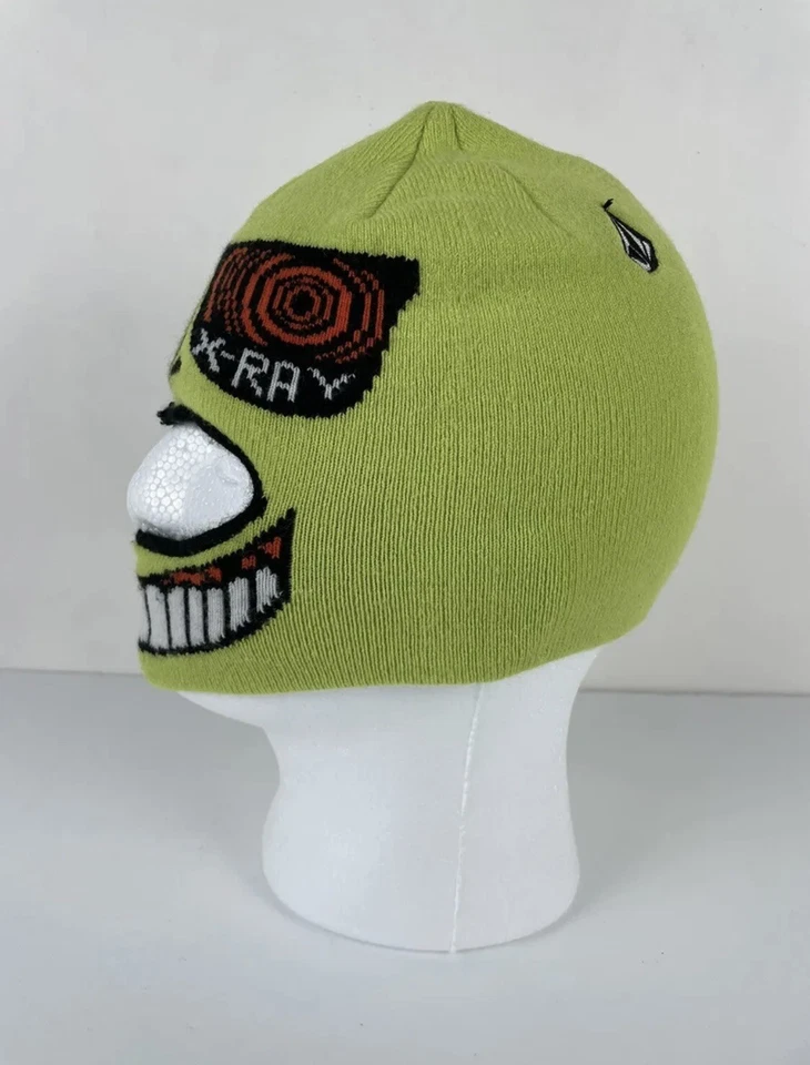 Volcom X-Ray Strange Face Mask Beanie Lime Green RN#29475 CA#32350 - Image 2 of 4