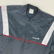 VTG Adidas Trefoil Men's Full-Zip Track Jacket Bomber Red White Black   Large