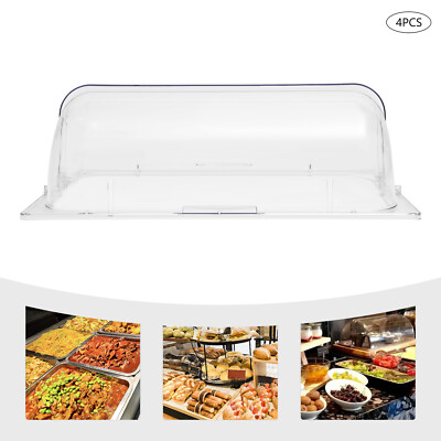 4 Pack Clear Roll Top Covers for 1/1 Chafing Dish Food Display PC