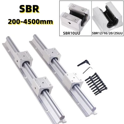 MARKENLOS SBR12 SBR16 SBR20 SBR25 Linearführung 200mm~4000mm +SBR12/16/20/25UU Linearblock
