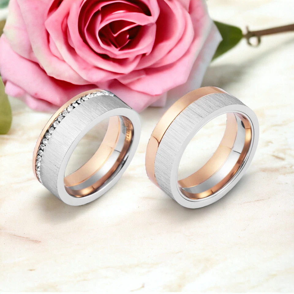 Verlobung Hochzeit Partnerschaft Edelstahlring Partnerring Fingerring Damen Herr - Bild 2 von 4