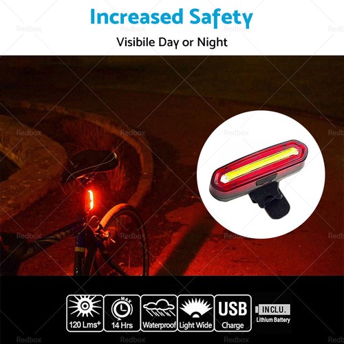 Red Bike Tail Light 120 Lumens LED USB Rechargeable Powerful Bicycle Rear Light - Picture 9 of 19