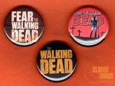 Set of three 1" Walking Dead pins buttons AMC zombie horror Fear