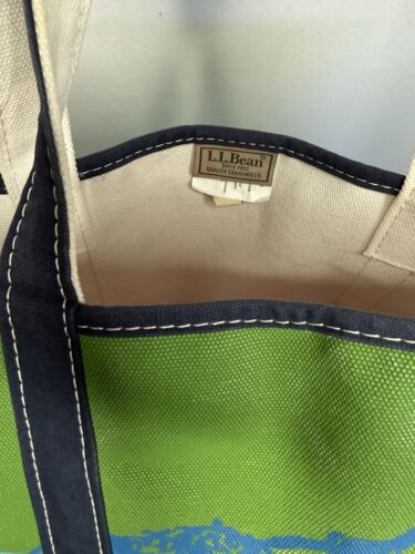 LL Bean Boat & Tote Canvas Bag Blue Green Lobster Lake LARGE - Picture 3 of 14