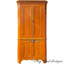 antique grain painted corner cupboard lancaster primitive Country Farmhouse 1830