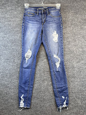 Universal Thread Jeans Women 2 Skinny Whiskered Patchwork Denim Pants