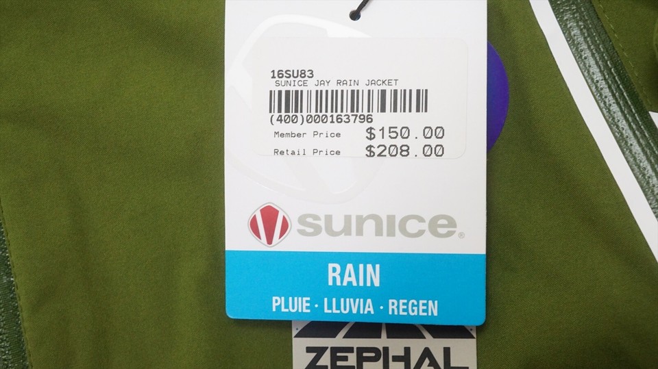 NEW Sunice Golf Jay Rain Jacket Mens Size Small Green Regular 1003B