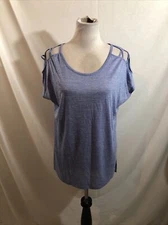 Active Life Blue Heathered Short sleeve Top With Cutouts - Womens L, Bust 22”