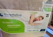 Sleep Method King Size 4 Piece Sheet Set Antimicrobial Moisture Wicking Gray New