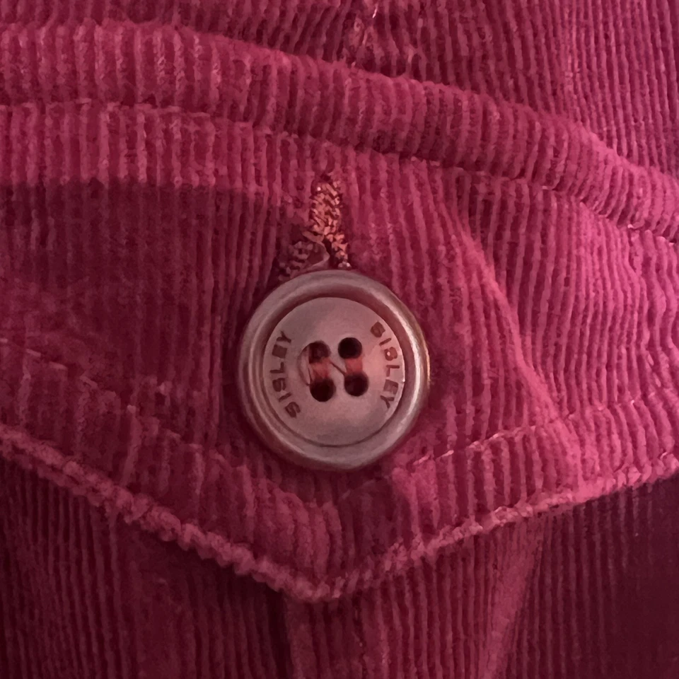 Blazer Sisley Mujer Pana Magenta Ajustada Chaqueta Bolsillo Italiano 40 EE. UU. 4-6 Foto 4 de 4