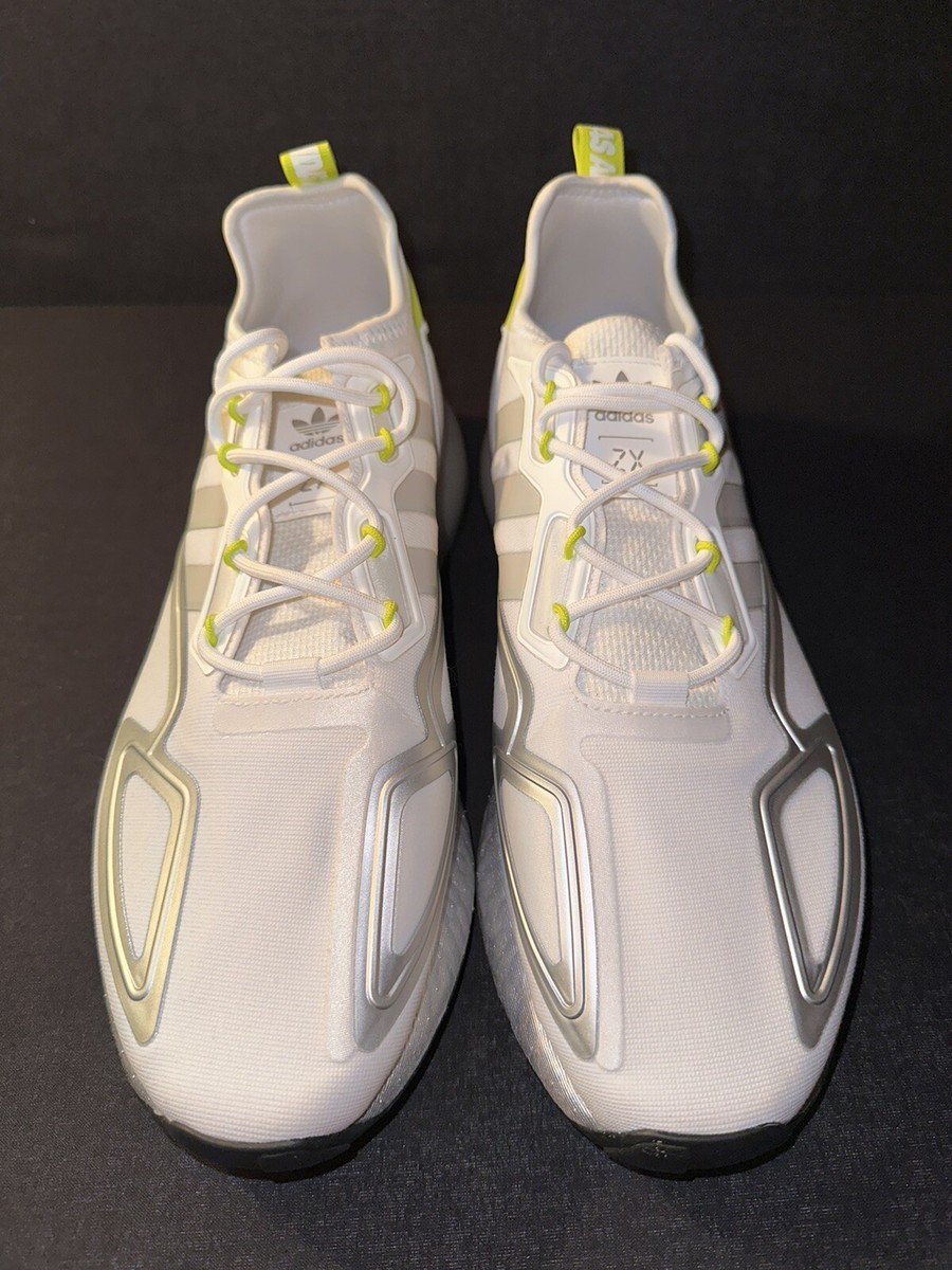 Adidas ZX 2K Boost Shoe White Yellow Athletic Sneakers Mens