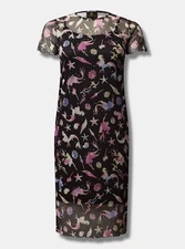 Black Dress Midi Torrid 3 3x 22-24 Disney The Little Mermaid lined Mesh T-Shirt 