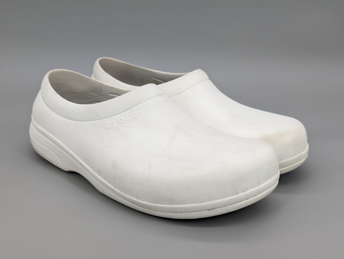 Crocs Dual Comfort Croc Lock Slip Resistant White Kitchen Clogs