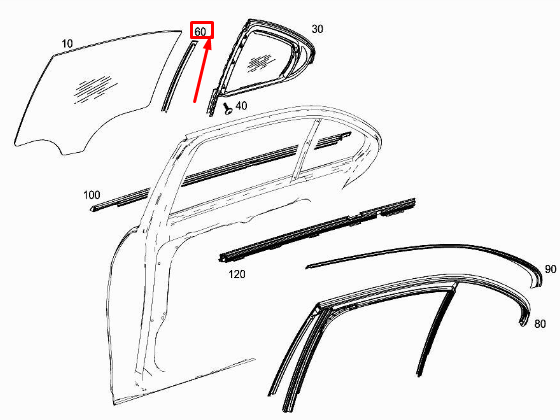 MERCEDES-BENZ C W205 Fensterteiler für Tür hinten links A2057300319