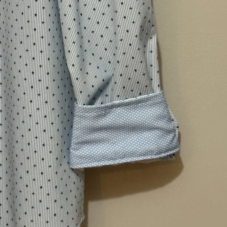 Report Collection X4 Stretch Dress Shirt Blue Dot Stripe Slim Fit XL 17 34/35 - Image 3 of 4