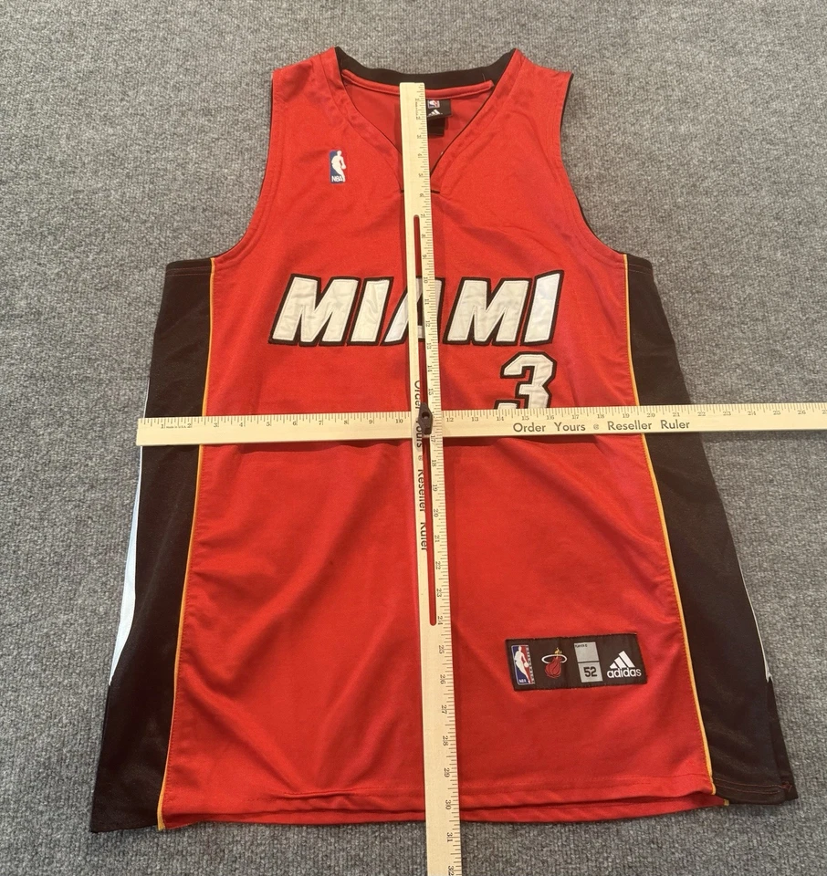 Miami Heat SIZE 52 Adidas Dwyane Wade Stitched Red/Black NBA Basketball Jersey 8 - Image 2 of 4