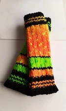 Warm & Soft Arm/Leg/Foot Warmers, Alpaca/Wool, Black/Green/Orange