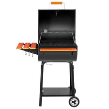 Royal Gourmet Charcoal BBQ Grill with Wooden Front Shelf & Side Shelf Black