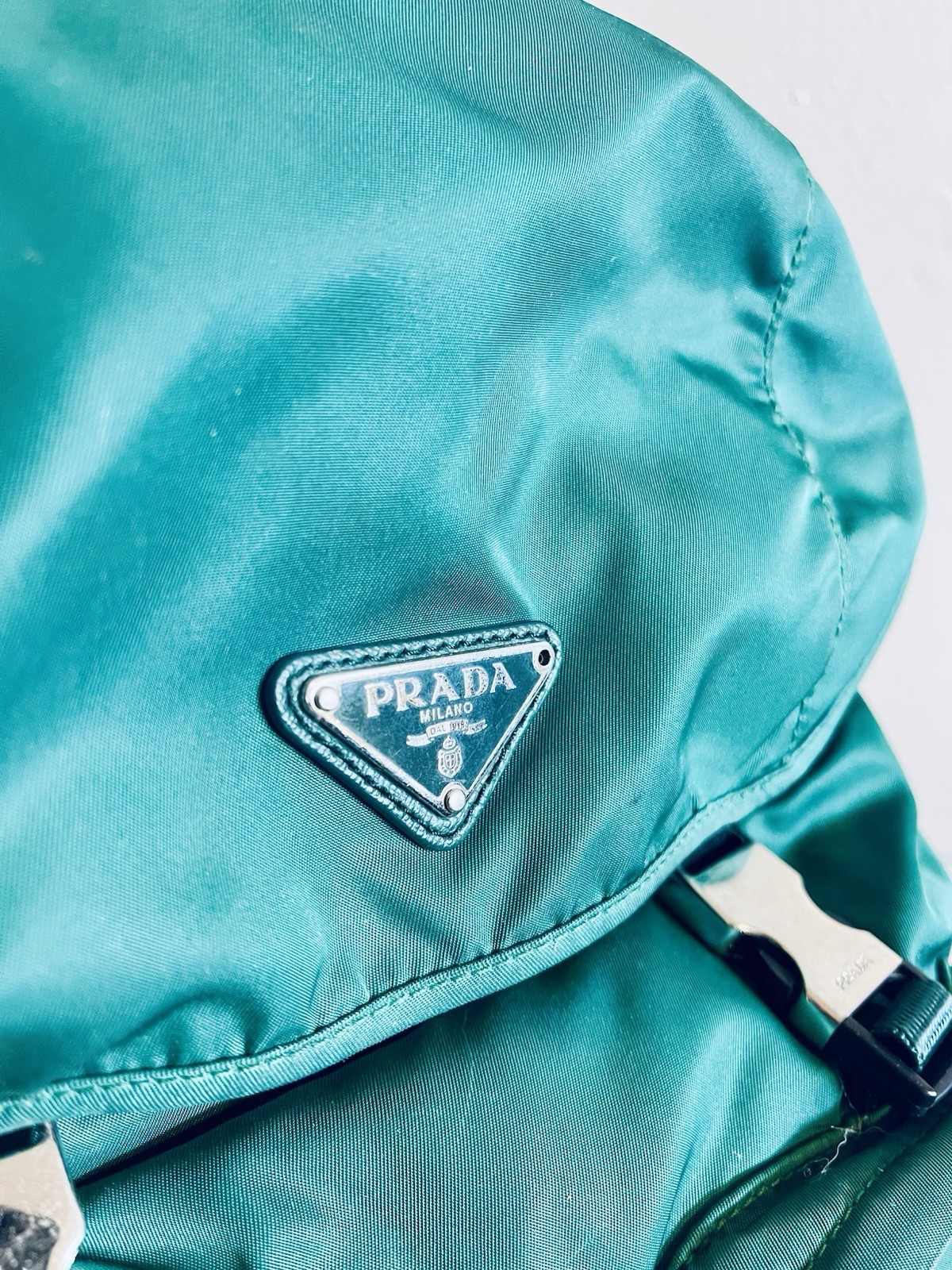 PRADA Backpack Nylon Green Silver Authentic - image 9