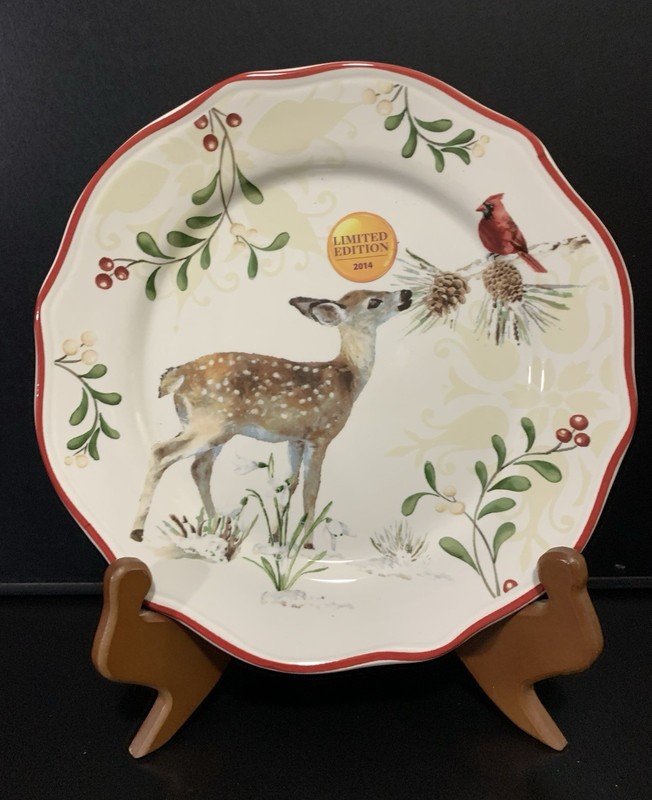 New Better Homes Winter Forest Heritage Deer Cardinal Salad Plate