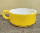 Vintage Fire King Anchor Hocking Soup Bowl Mug Cup Yellow Milk Glass Oven Proof