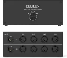 Cubilux AS-X2 4-In-1-Out Stereo XLR Selector, Passive Balanced Black 