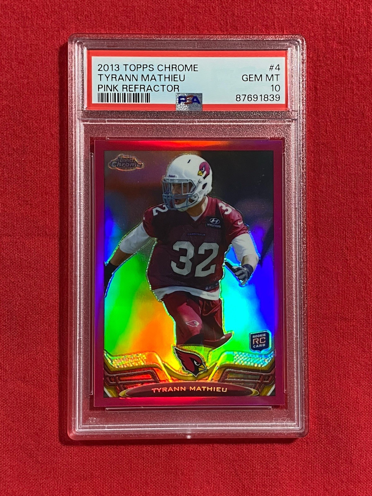 TYRANN MATHIEU RC 2013 Topps Chrome #4 Pink #/399 Refractor Rookie PSA 10 Saints