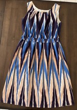Banana Republic Blue Abstract Ikat Print Sleeveless Midi Dress Size 4