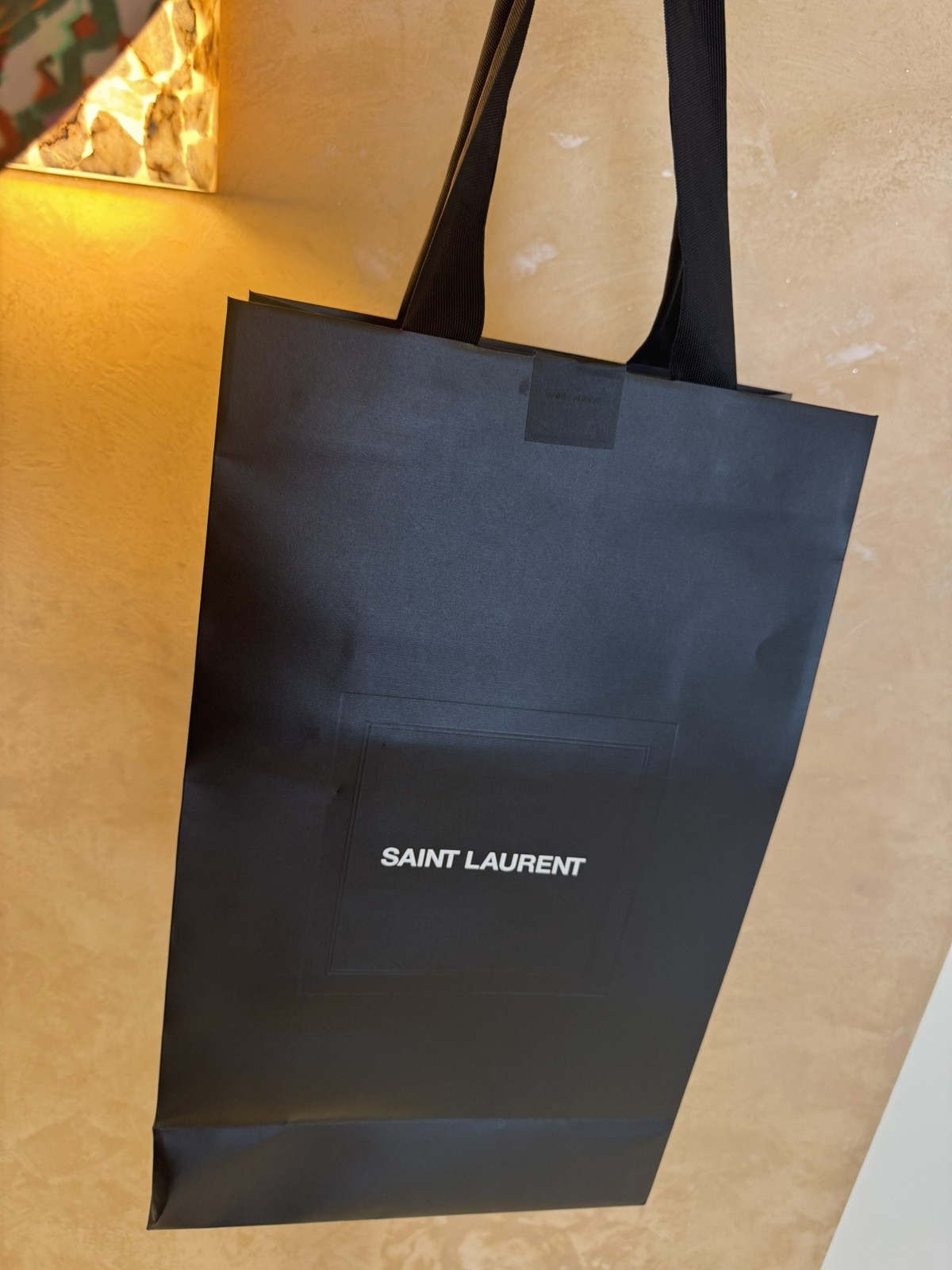 Borsa regalo shopping YSL Saint Laurent grande nera pieghevole 12 5x20 5x6