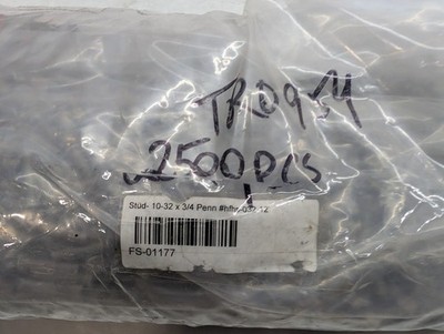 Lot of 2500 PEM HFHS-032-12 Self Clinching 10-32x3/4'' Stud Screws Stainless