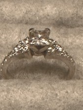 Princess Cut .72ct E-VSI 14 K White Gold Engagement Ring With .64ctw Diamonds