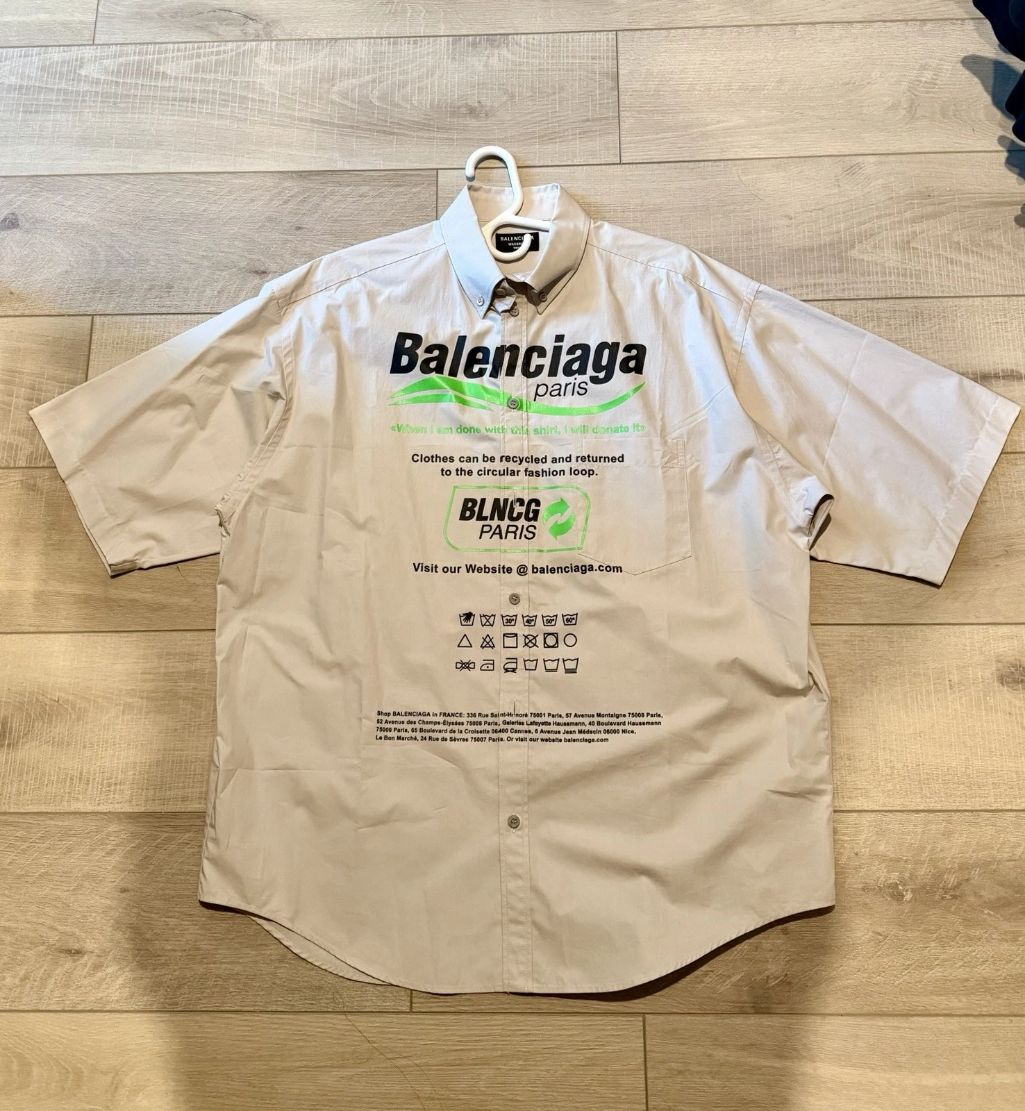 Balenciaga — Oversize Balenciaga Unisex Wardrobe Shirt Recycled Print Dry Cleaning - Size S