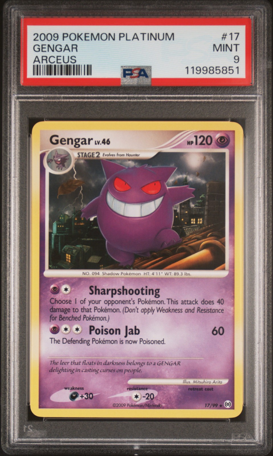 2009 POKEMON PLATINUM ARCEUS GENGAR #17 PSA 9 MINT #119985851