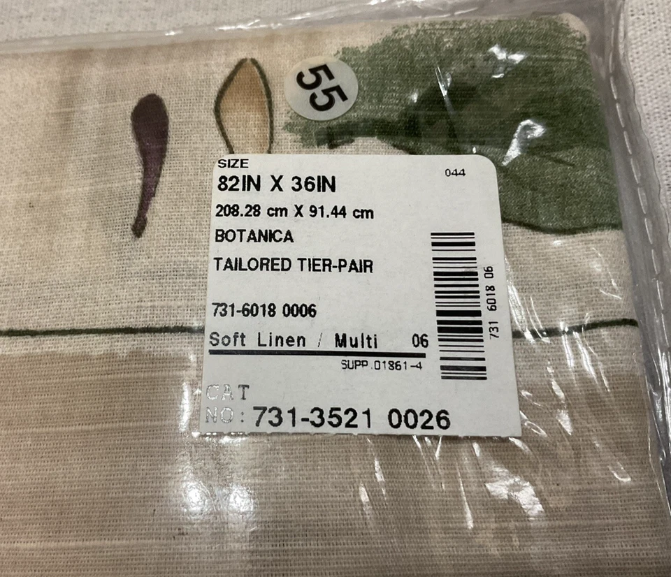 De colección Croscill Botanica 9316 Par de niveles a medida, lino/multicolor 82WX36L EE. UU. Foto 3 de 4