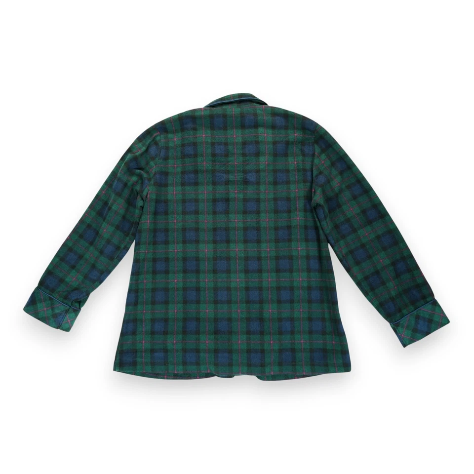 Lauren Ralph Lauren 法兰绒睡衣套装 L 绿色格子呢金色 Crest Holiday — 第 2/4 张图片