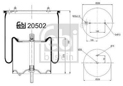 FEBI BILSTEIN 20502 Air Suspension Bellow Rear Both Sides 286/226mm Ø For SCANIA