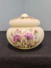 FENTON 2007 OOAK BURMESE VICKI CURREN CANDY JAR w STUNNING FLORAL DESIGN