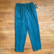 Vintage Faux Suede Pants Size Large 30-32" High Waist 1990s Microfiber Trousers