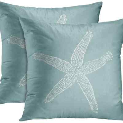 Emvency Set of Throw Pillow Cover Green Star Vintage Starfish
