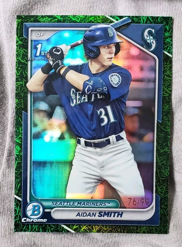 💥2024 BOWMAN AIDAN SMITH GREEN GRASS CHROME REFRACTOR 76/99 BCP-45 MARINERS