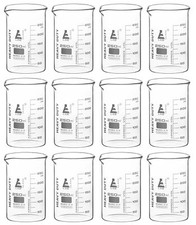 Eisco Labs 250ml Heavy Duty Beakers - Borosilicate 3.3 Glass - 12 Pack