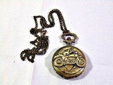 Motorcycle Pocket Watch with Chain - Goldtone