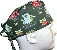 Star Wars Baby Yoda Christmas Scrub Hat Chemo Cap